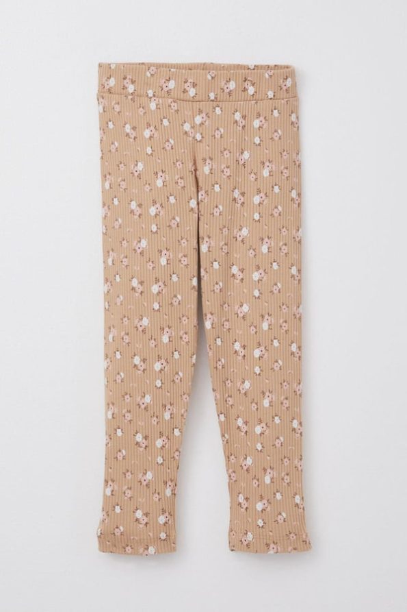 Girls' Printed Floral Leggings Set in Salmon (2-4 Years)