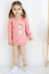 Girls' Floral Print Legging Set in Dusty Rose (Ages 2-4)
