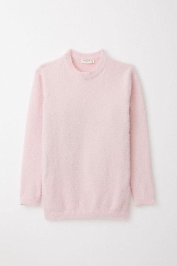 Girls' Basic Knit Sweater in Pink (Ages 8-12)