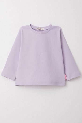 Girls' Long Sleeve Basic T-Shirt in Light Lilac (1-2 Years)