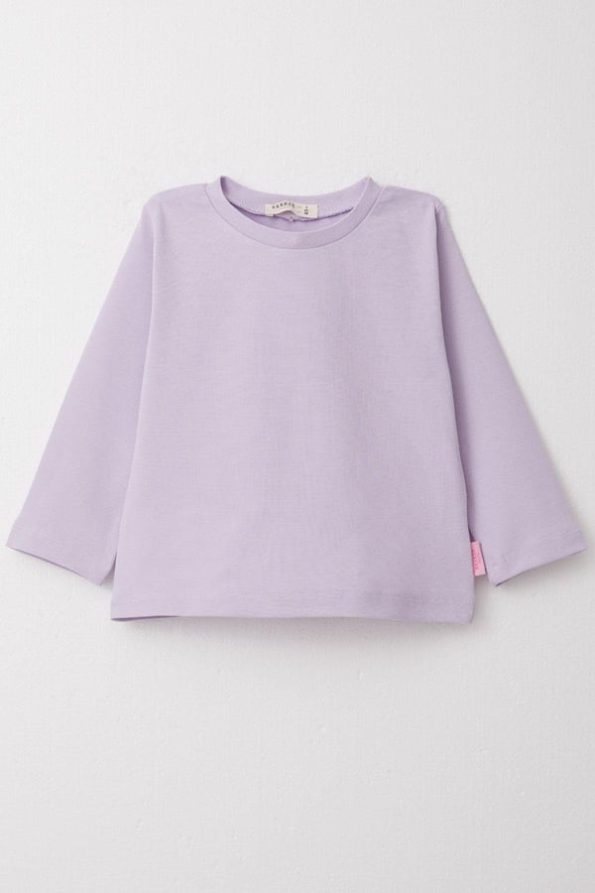 Girls' Long Sleeve Basic T-Shirt in Light Lilac (1-2 Years)