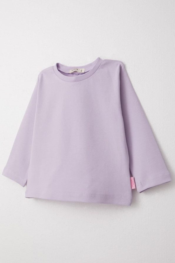 Girls' Long Sleeve Basic T-Shirt in Light Lilac (1-2 Years)