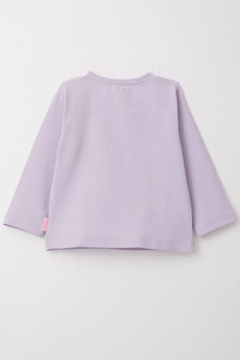 Girls' Long Sleeve Basic T-Shirt in Light Lilac (1-2 Years)