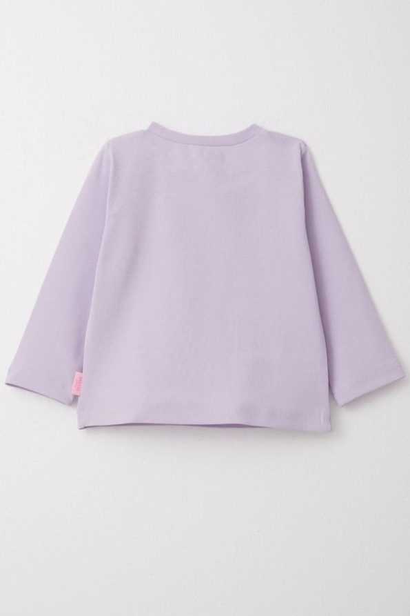 Girls' Long Sleeve Basic T-Shirt in Light Lilac (1-2 Years)