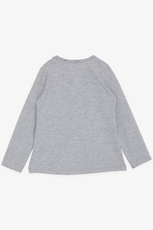 Girls' Long Sleeve T-Shirt with Cute Elephant Print in Grey Melange (1.5-5 Years)