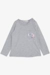 Girls' Long Sleeve T-Shirt with Cute Elephant Print in Grey Melange (1.5-5 Years)