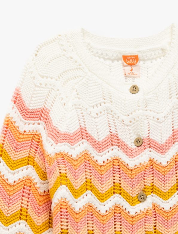 Girls' Cotton Long Sleeve Crew Neck Knit Cardigan