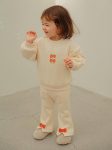Girls' Cotton Beige and Orange Bow Detail Tracksuit