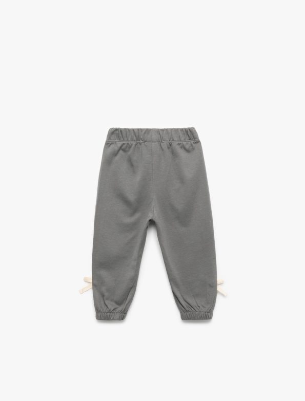 Girls' Cotton Elastic Waist Bow Detail Jogger Pants