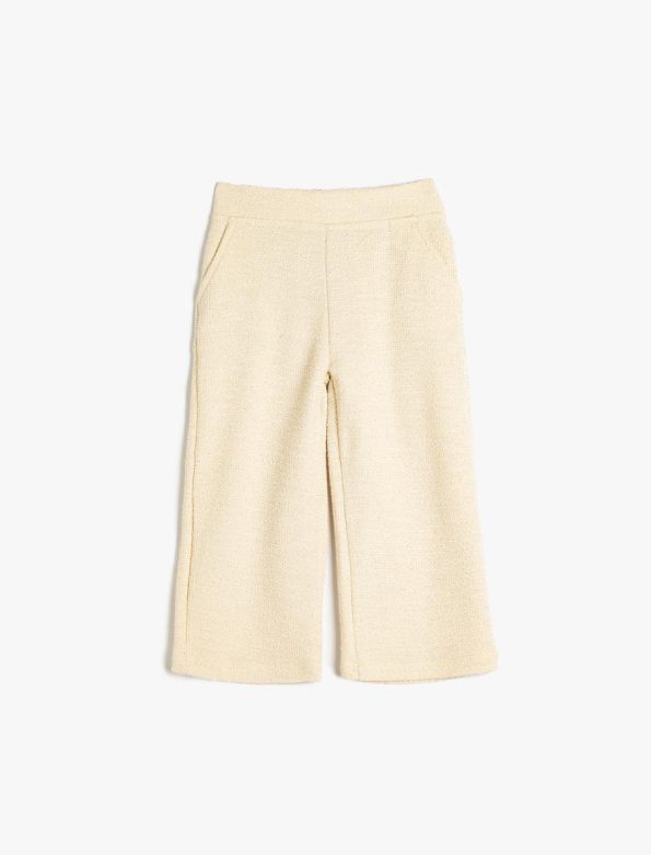 Girls' Cotton Wide-Leg Trousers with Elastic Waist