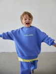 Unisex Kids Cotton Blue Oversized Sweatshirt and Jogger Set - Neon Details
