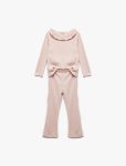 Girls' Long Sleeve Ruffled Neckline 2-Piece Set
