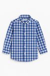 Boys' Blue and White Checkered Long Sleeve Cotton Shirt - Pocketed Button-Up