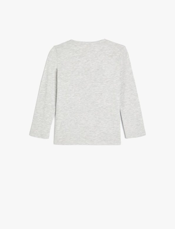 Girls' Long Sleeve Crew Neck Cotton T-Shirt with Slogan Print