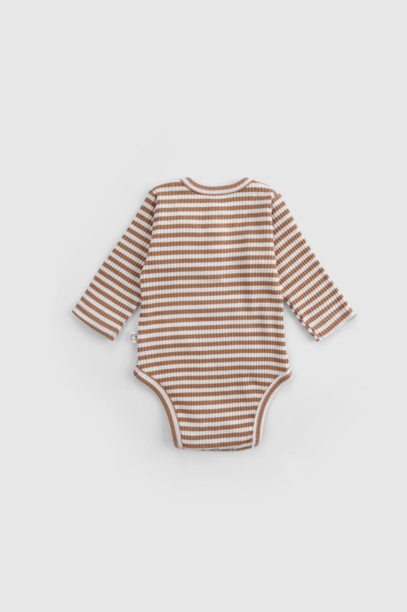 Adjustable Snap-Button Modal Baby Bodysuit Long Sleeve Brown