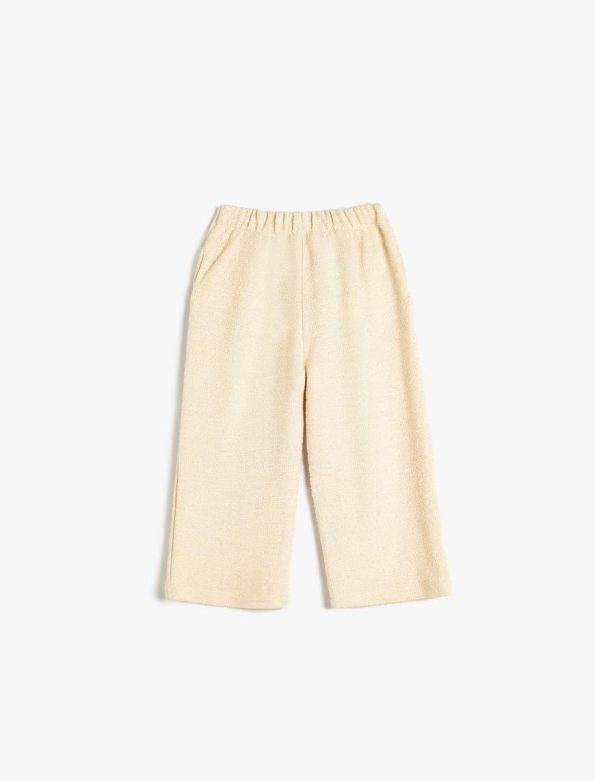 Girls' Cotton Wide-Leg Trousers with Elastic Waist