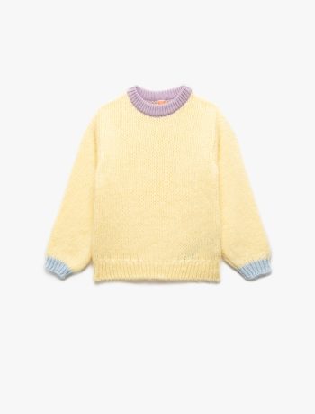 Girls' Long Sleeve Color Block Knit Sweater
