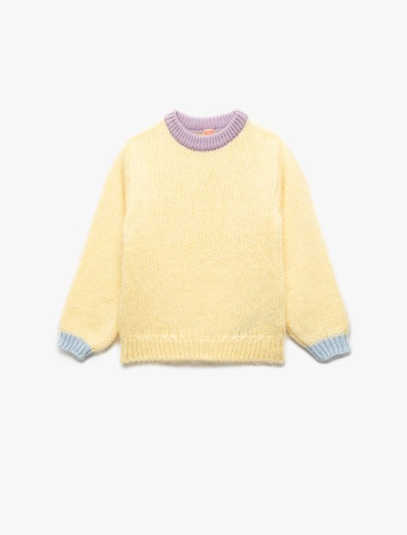 Girls' Long Sleeve Color Block Knit Sweater