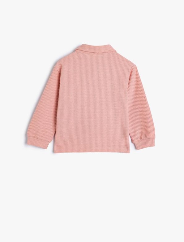 Embroidered Long Sleeve Polo Neck Sweatshirt for Baby Girls
