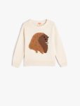 Girls' Long Sleeve Hedgehog Appliqué Knit Sweater