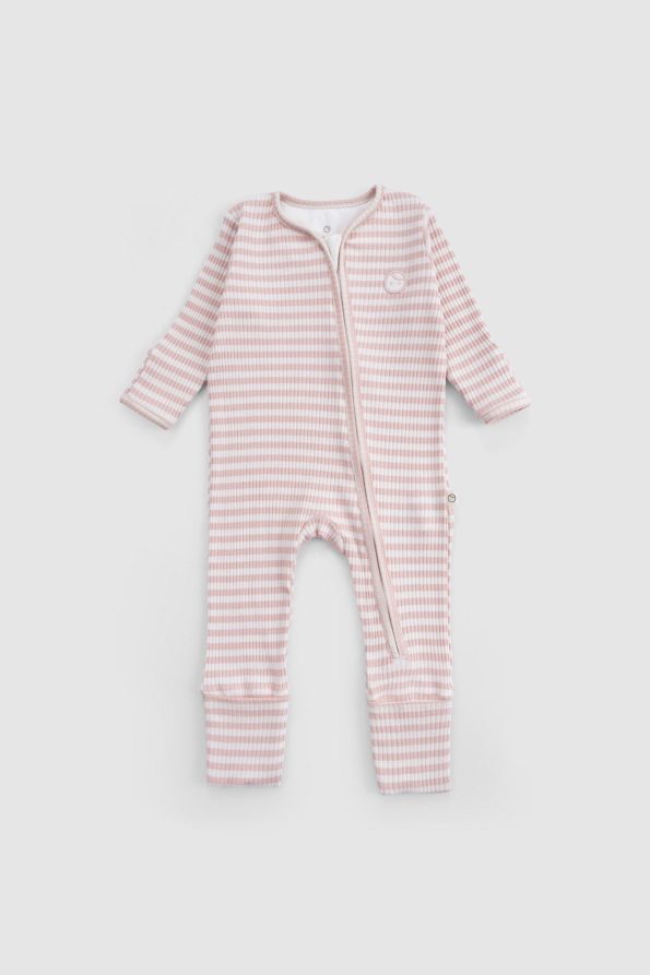 Pink Modal Romper with Built-in Gloves and Booties