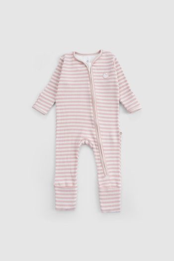 Pink Modal Romper with Built-in Gloves and Booties
