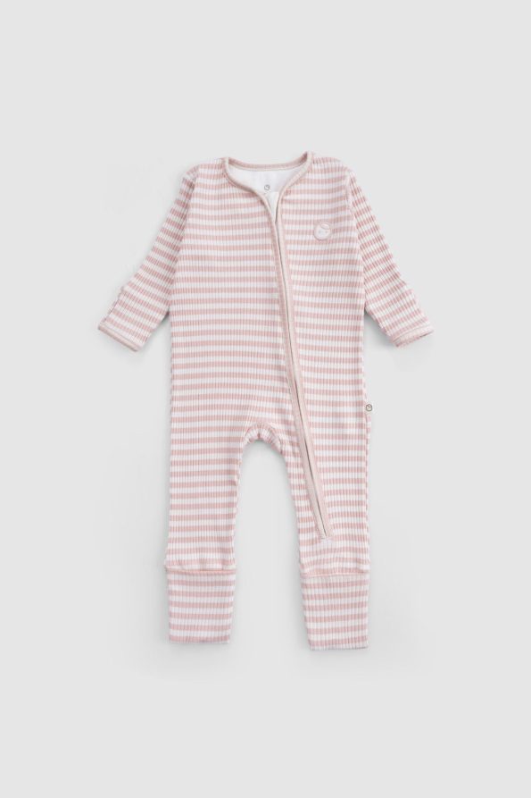 Pink Modal Romper with Built-in Gloves and Booties