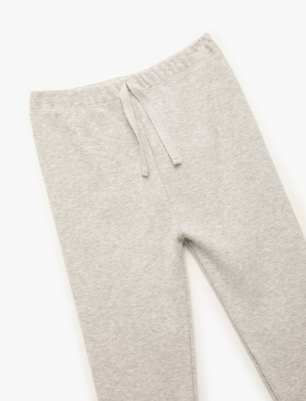 Girls' Cotton Ribbed Basic Long Leggings