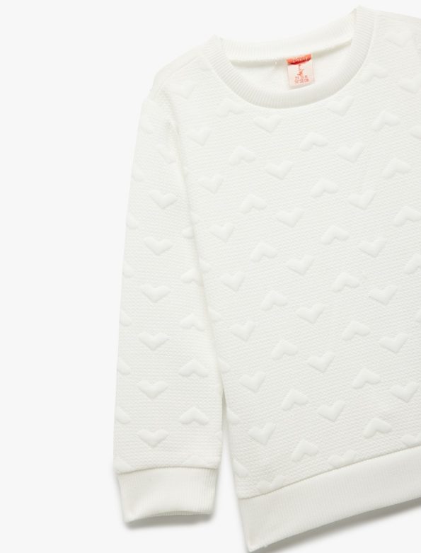 Heart Print Long Sleeve Crew Neck Sweatshirt for Baby Girls