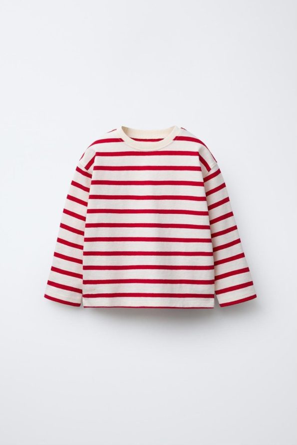 Unisex Kids Cotton Colorful Striped Long Sleeve T-Shirt Set - Green, Navy, Red