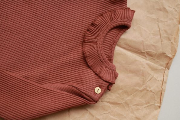 Chocolate Bunny Embroidered Ruffled Girls Top