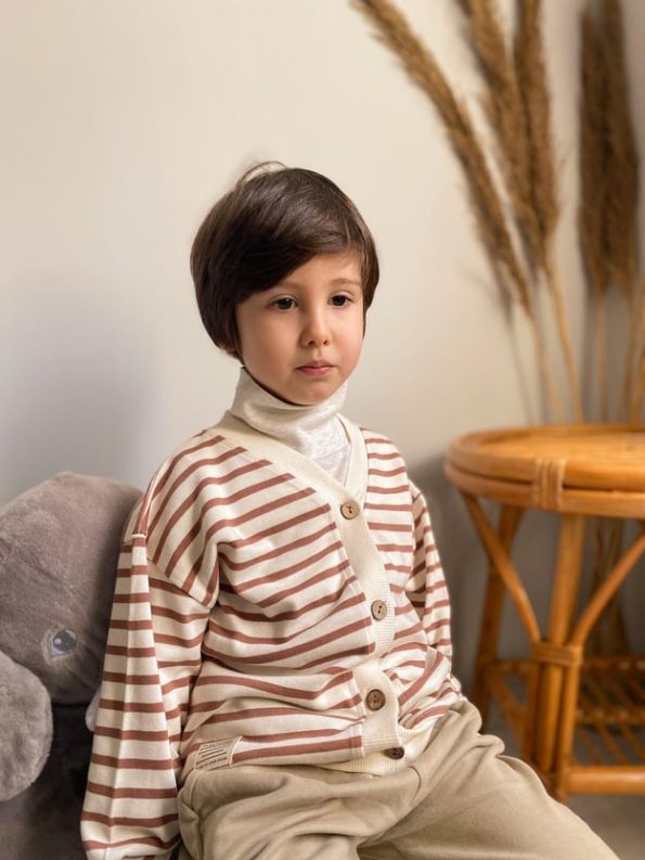 Striped Cardigan for Ages 2-10 in Brown