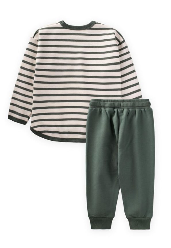 Striped Sweatshirt Set for Ages 1-6 in Olive Green