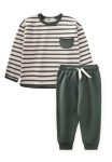 Striped Sweatshirt Set for Ages 1-6 in Olive Green