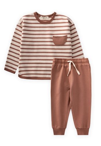 Striped Sweatshirt Set for Ages 1-6 in Brown