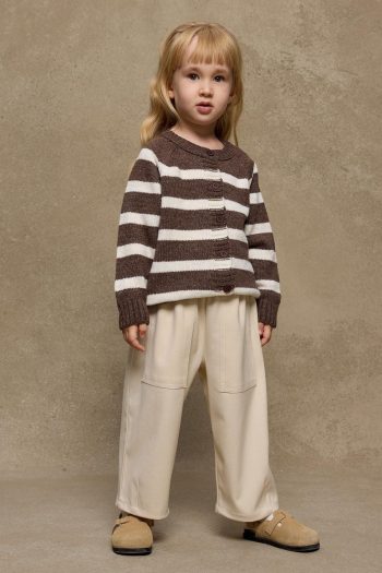 Striped Knit Cardigan Brown