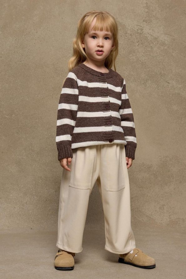 Striped Knit Cardigan Brown