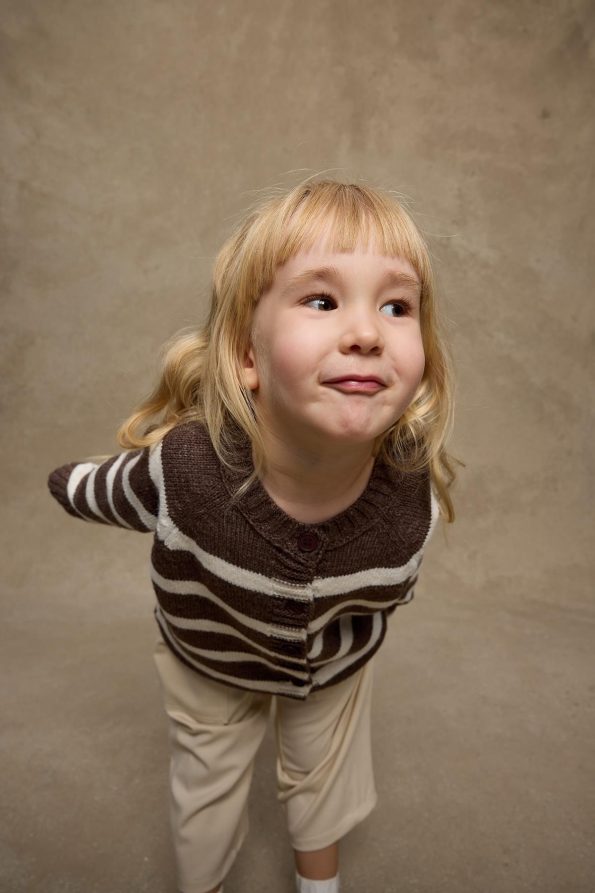 Striped Knit Cardigan Brown