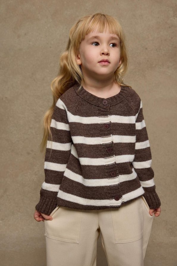 Striped Knit Cardigan Brown