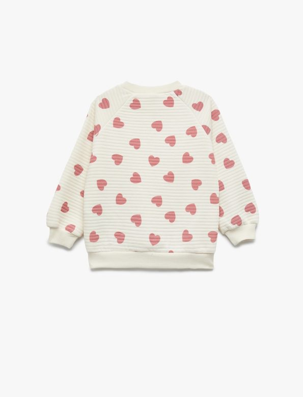Heart Print Long Sleeve Crew Neck Sweatshirt for Baby Girls
