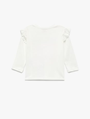 Girls' Cotton Long Sleeve T-Shirt with Bow Print