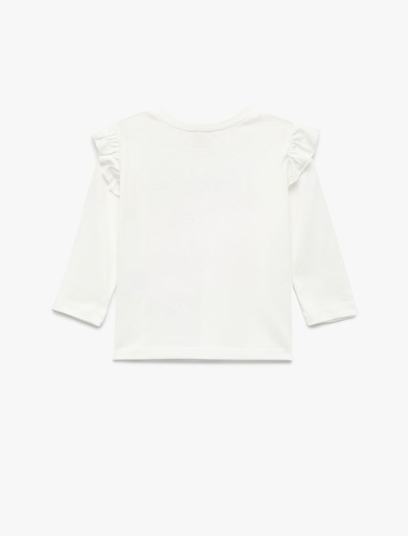 Girls' Cotton Long Sleeve T-Shirt with Bow Print
