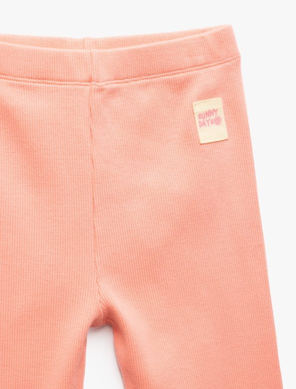 Girls' Cotton Label Detail Basic Leggings