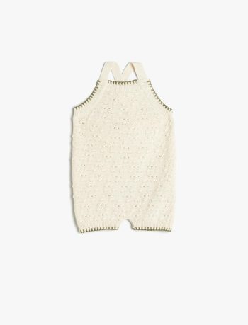 Girls' Baby Knitted Romper with Straps