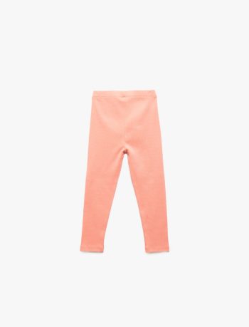 Girls' Cotton Label Detail Basic Leggings