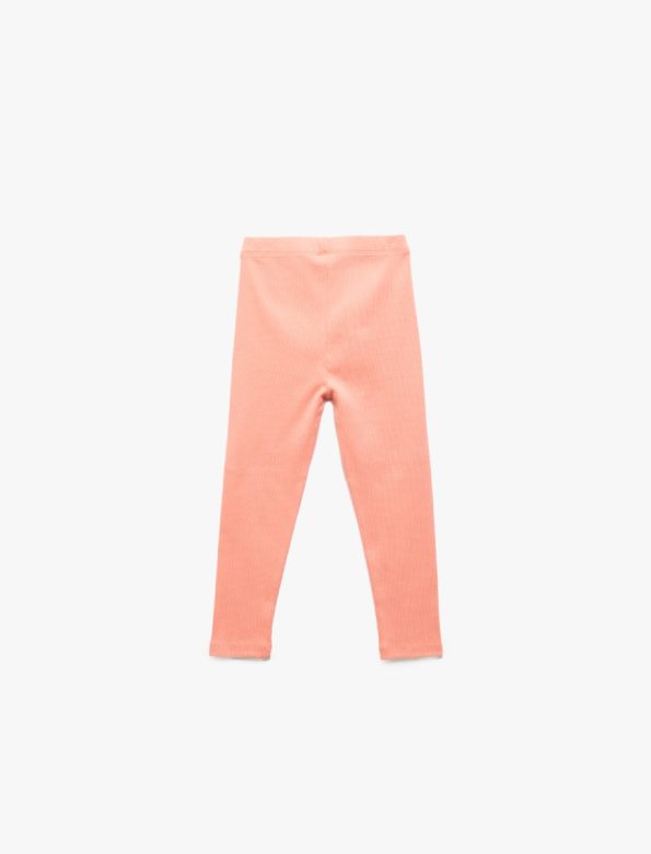 Girls' Cotton Label Detail Basic Leggings
