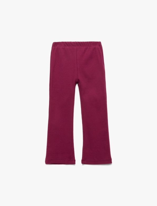Girls' Cotton Ribbed Basic Flared Leggings