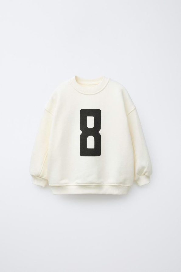 Boys' Cotton Ecru 8 Printed Sweatshirt and Tracksuit Set