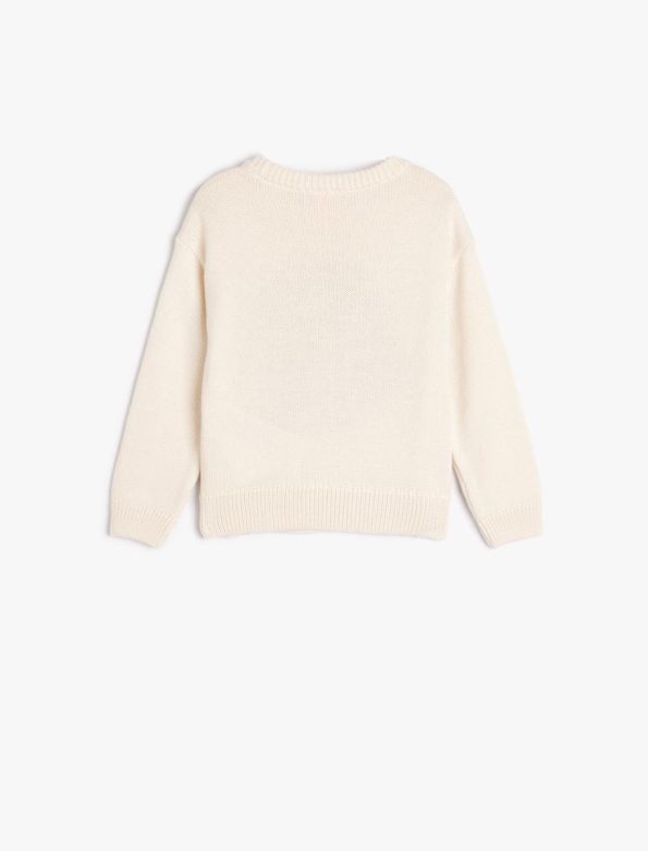 Girls' Long Sleeve Hedgehog Appliqué Knit Sweater