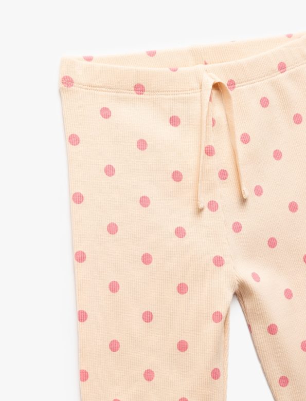 Girls' Cotton Polka Dot Basic Leggings with Elastic Waist